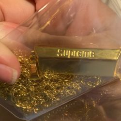 Supreme gold brick necklace