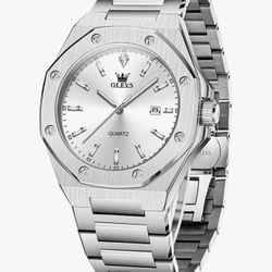 Brandnew  Mens Watches Octagonal Luxury Stainless Steel Dress Watches for Men Quartz Analog Large Face Luminous Relojes para Hombres