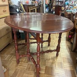 Antique Drop Leaf Dining Table Solid Wood 