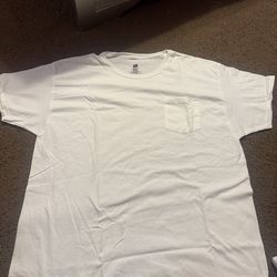 White Hanes pocket tee