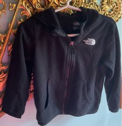 2 black infants lightweight North Face jackets with hoods