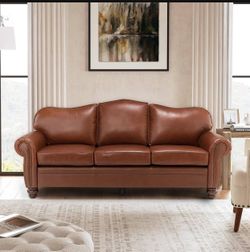 C/3-Seater Sofa with Premium Leather Upholstery, Stylish & Comfortable Sofa for Living Room or Office, Easy to Maintain & Long-Lasting Brown