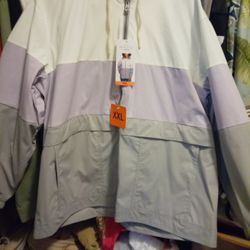 New Beautiful Women's XXL Colorblock Lavender Windbreaker Jacket Hoodie