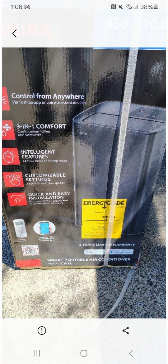 Brand New Toshiba Portable AC Unit 10k BTUs