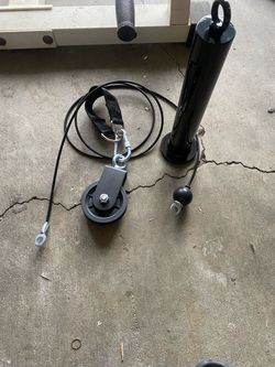At home pulley + LFJ Weight Loading Pin with Carabiner fit