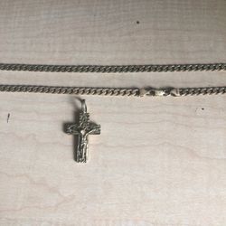 14 Karat Gold Chain With Cross Pendant 
