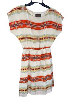 Pendleton Silk Dress Size XS Breezy Orange Native Inspired God’s Eye Print