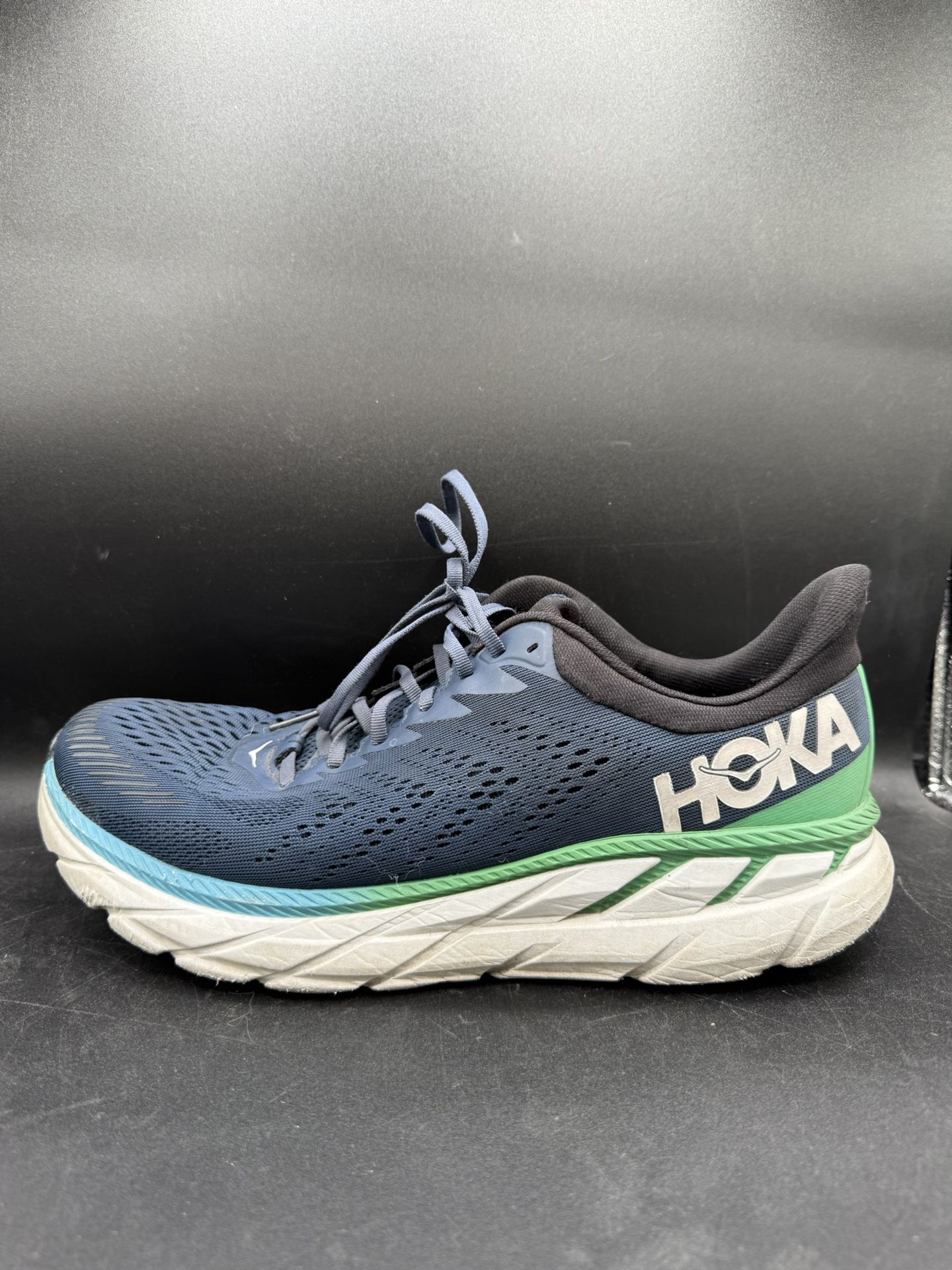 Hoka One One Clifton 7 Men's US Size 13 Running Shoes 1110508 MOAN Blue/Green