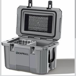 Hard Cooler, Insulated Ice Chest Box Holds Ice for More Days, Portable Cooler with Handle, Cup Holders, Double Latches for Camping Drink, Beach, Picni