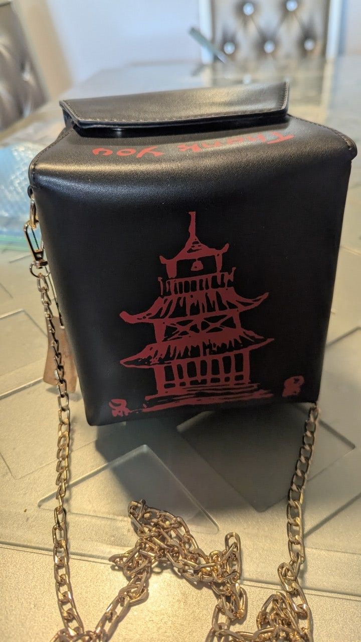 QiMing Tower Print Crossbody Shoulder Bag,Pu Chinese Takeout Box Totes Purse for Women
