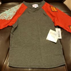 Lularue Kids Size 4 Shirt Sloan Boy Girl Unisex Kids Tee Shirt Brand New Discontinued Pattern  Dark Grey Blue Yellow Red Black Tree Native 