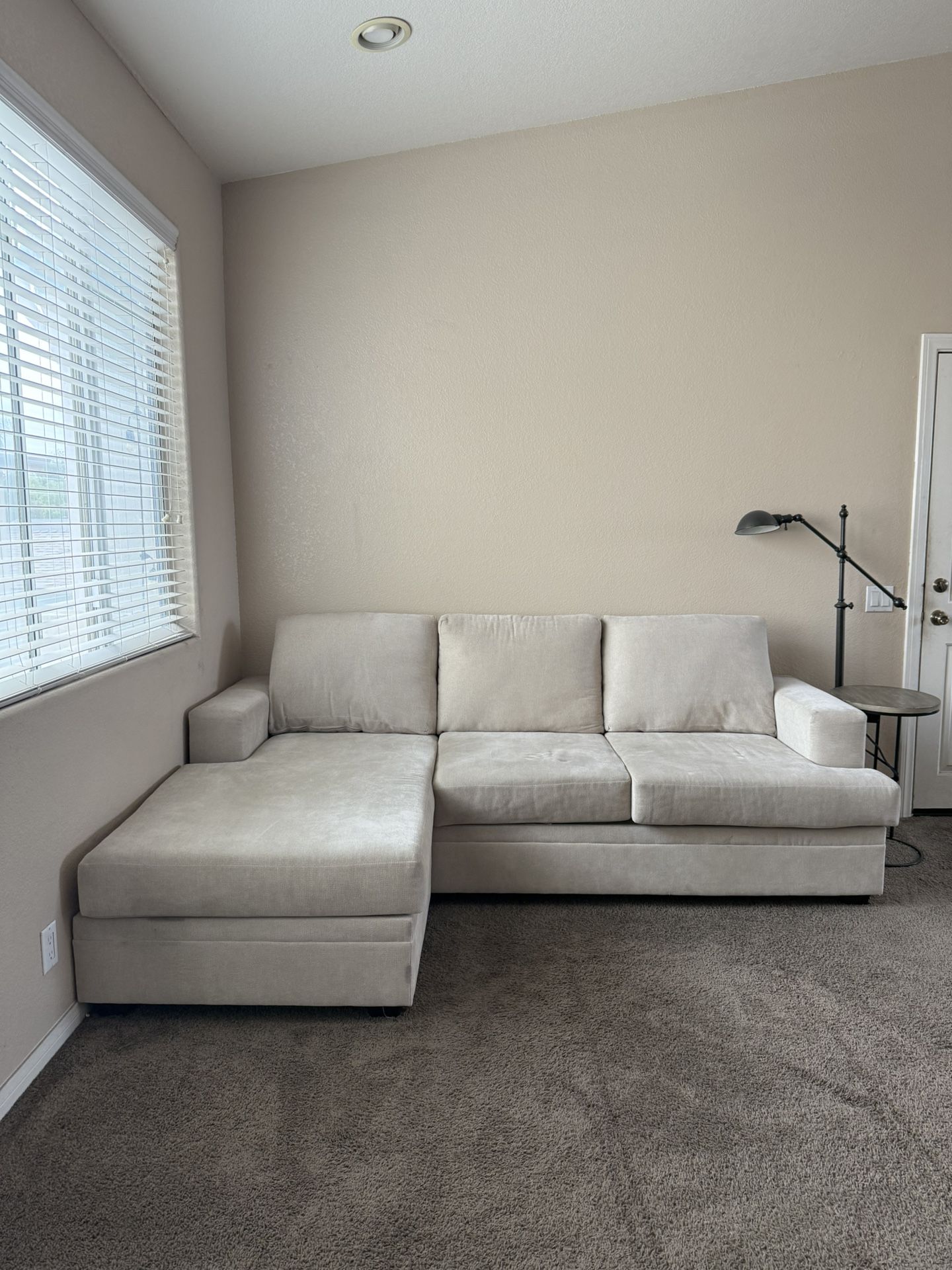 Bonaterra Sand Beige Fabric 97" Sofa with Reversible Chaise