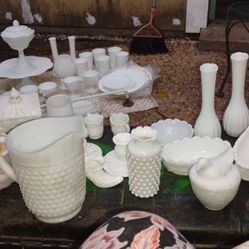 For Sale All Together 60 Pieces Of Milk Glass Bins Pieces I Even Had The Towel Rack Milk Glass