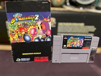 Nintendo SNES Super Bomberman 2 Game Cartridge and Manual