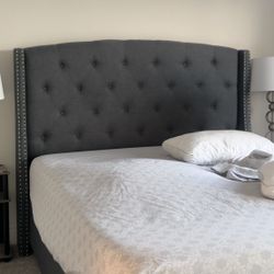 FOUR Queen Upholstered Bed Frame + Mattress **AVAILABLE FOR PICK UP WEEK OF MARCH 8TH ONLY!**