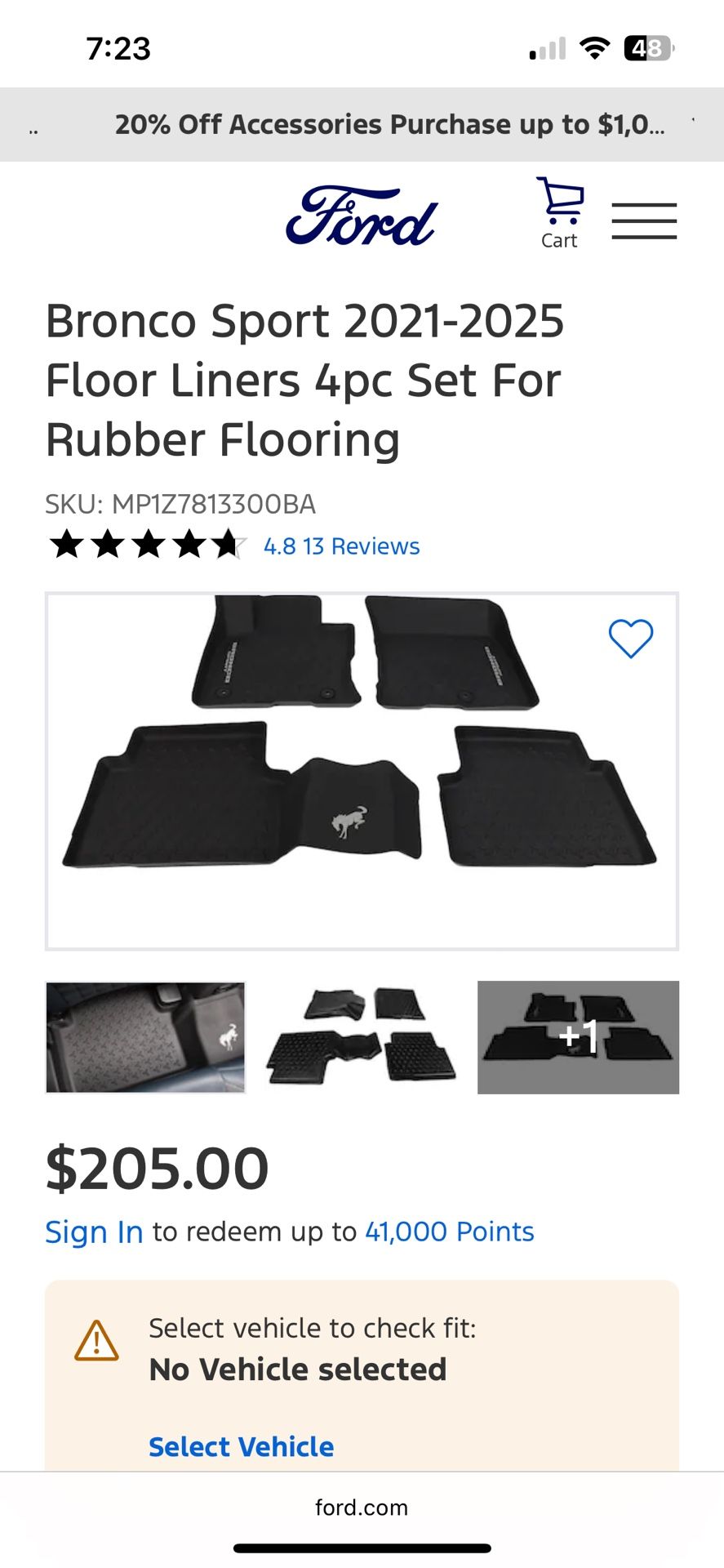 Bronco Sport Rubber Floor Liners