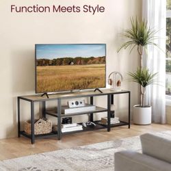 TV Stand for TVs up to 65 Inches, 3-Tier Entertainment Center, Industrial TV Console Table with Open Storage Shelves, 