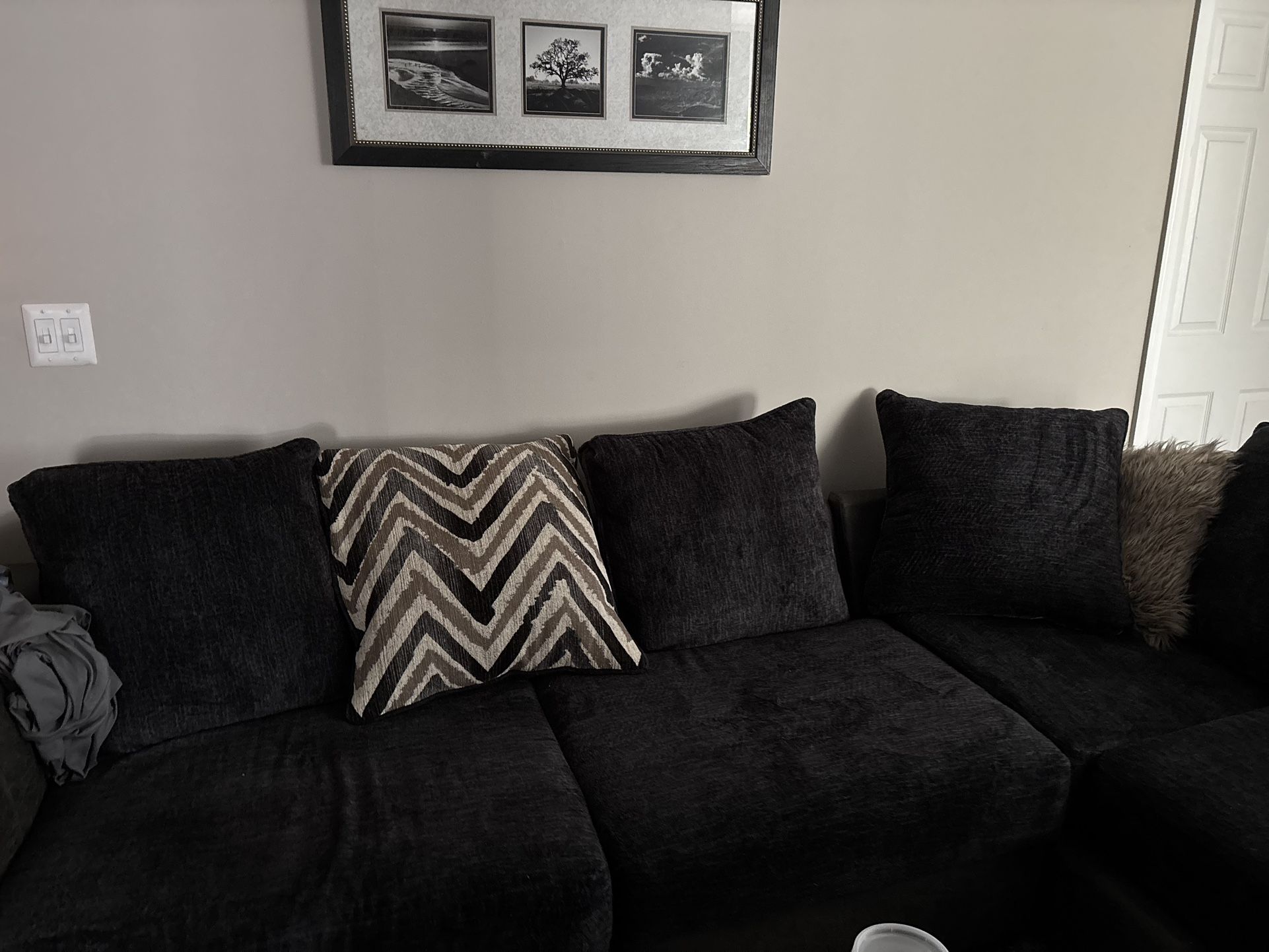 Blue Sectional Couch With Circular Spinning Couch