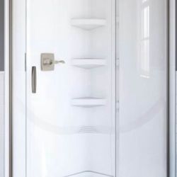 38 x38 x72  Delta Glass corner door and dreamline base  and delay heavy duty walls retail price for both $950  here only $1300  no tax new in box we l