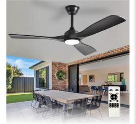 New 52” black ceiling fan with light and remote control