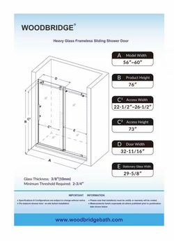 Woodbridge heavy glass frameless sliding shower door