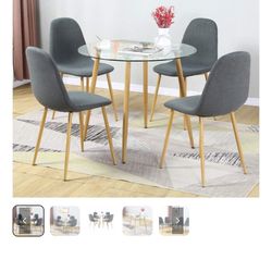 5 Piece Glass Kitchen Table 