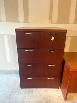 4-Drawer Lateral File Cabinet Mahogany
