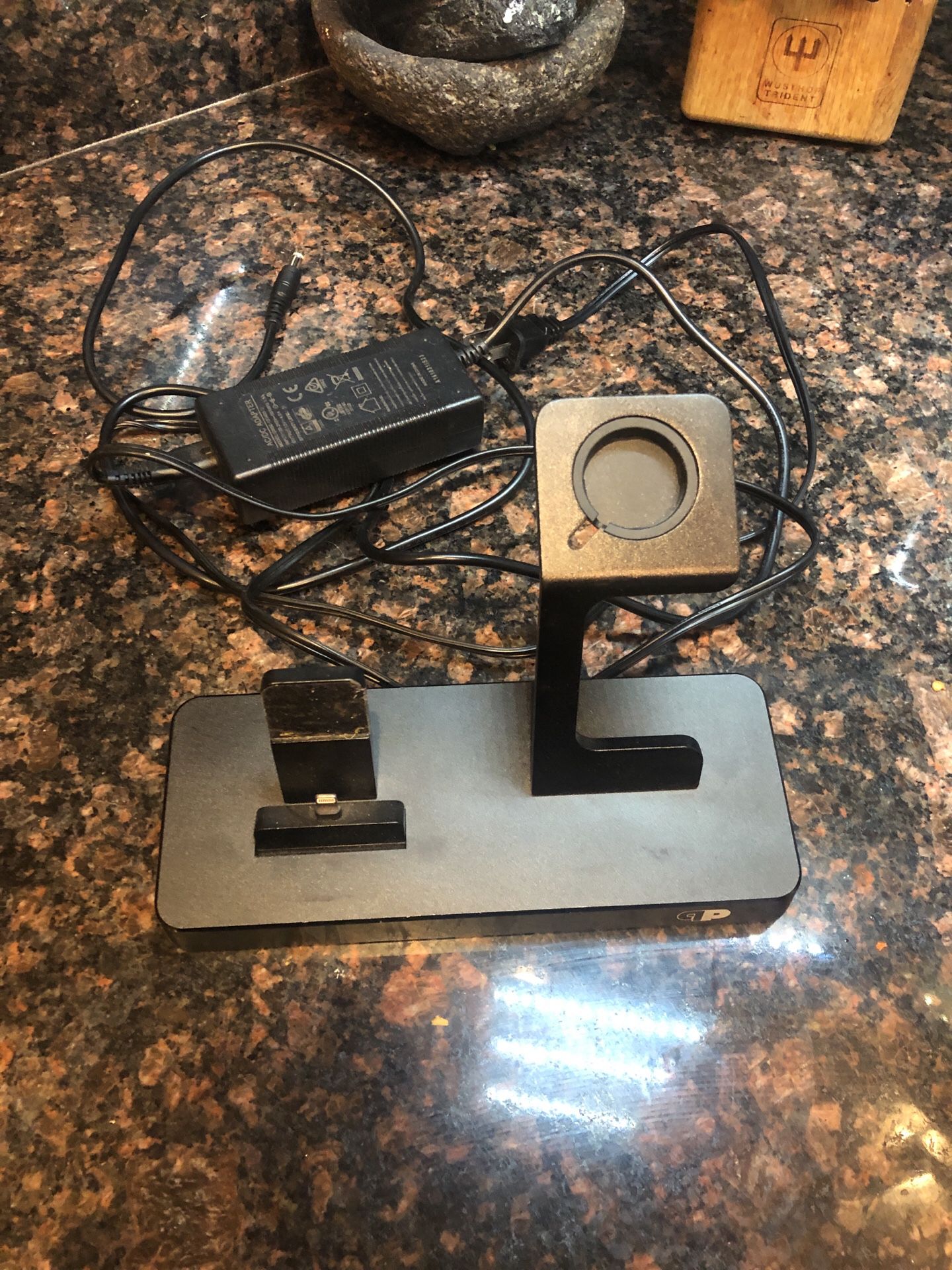iPhone and Apple watch night stand charger with 2usb ports on the back