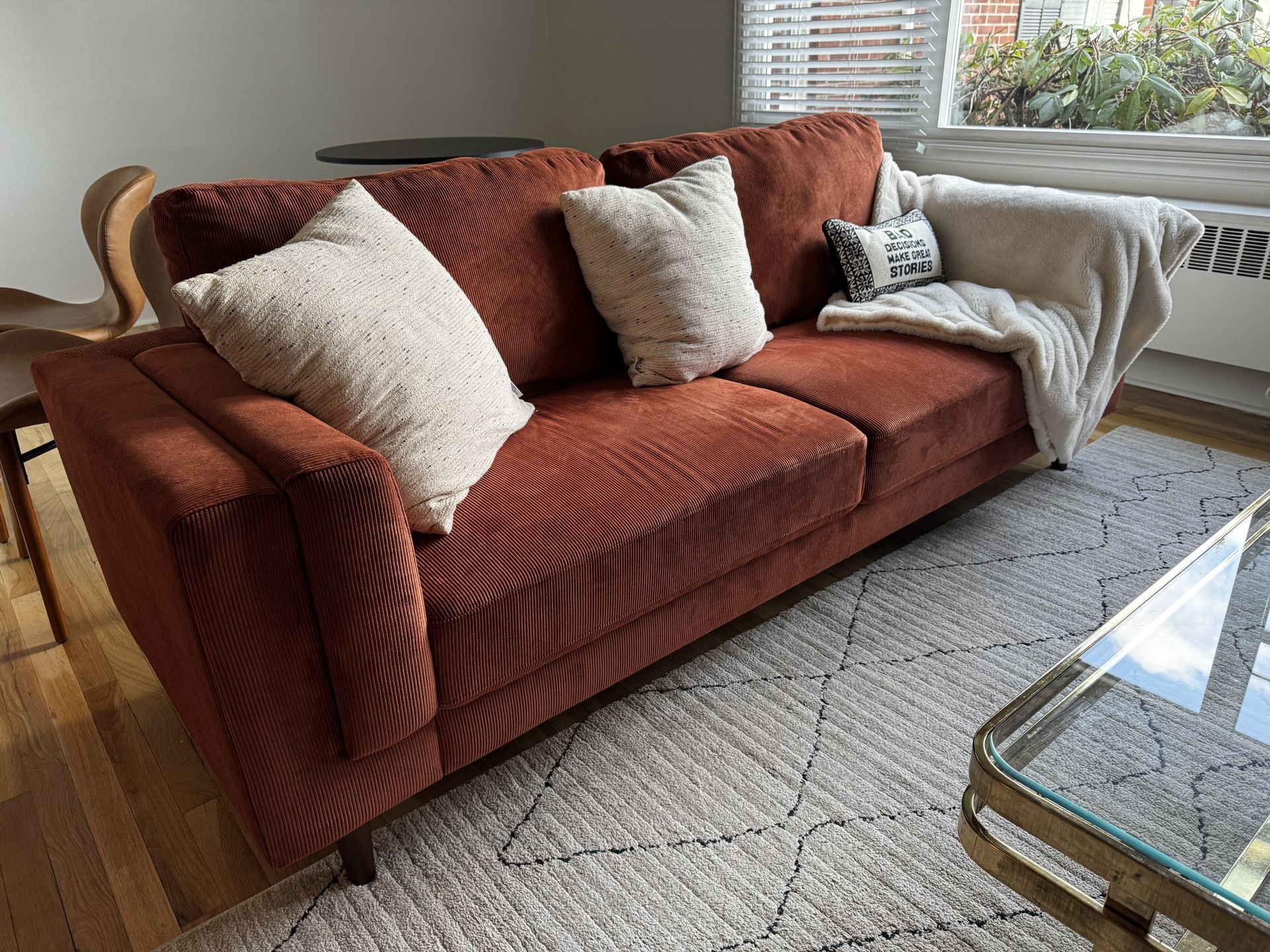 MCM INSPIRED CORDUROY SOFA 85 INCH