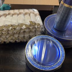 Blue And Gold Party Plates