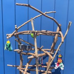 Curvy n Artsy All Natural Parrot Perch Tree - African Grey - Amazon Size Shown ! 👍🏼