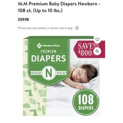 Newborn Diapers 108 Count 