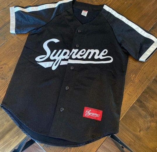 Supreme Satin Baseball Jersey Black 2017 Size L

