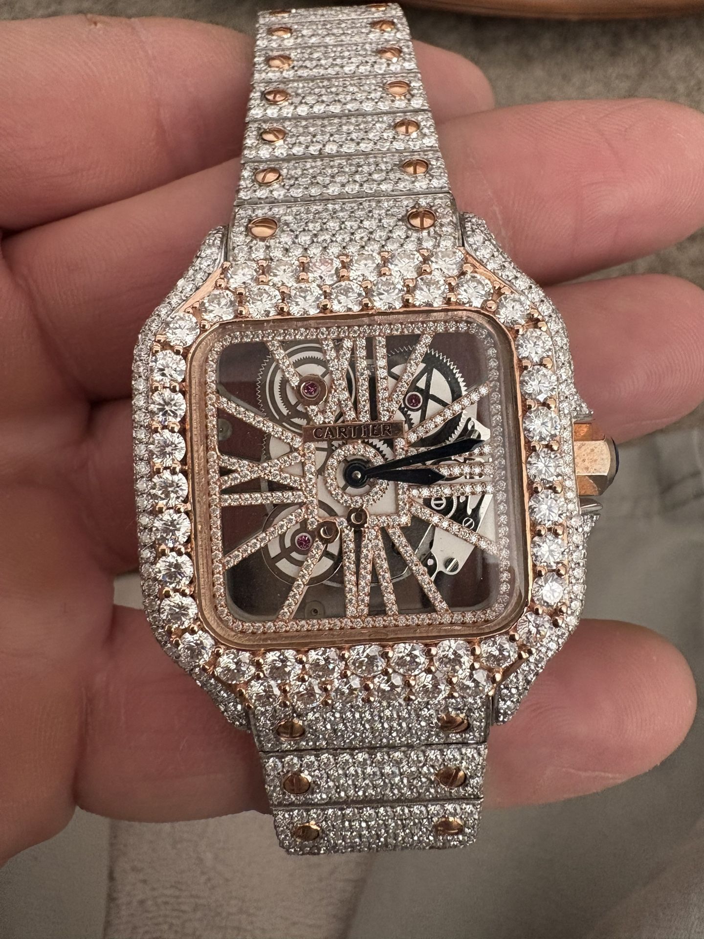 Vvs Moissanite Watch White And Rose Gold