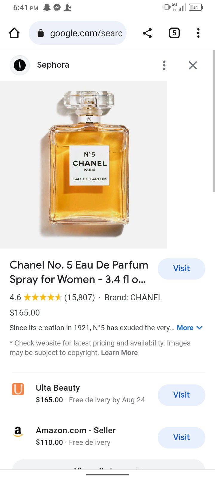 No 5 Chanel Perfume 