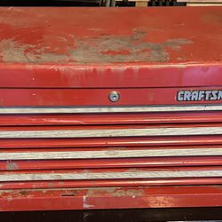 4 drawer craftsman top stack tool box, works great, no key has some paint on it