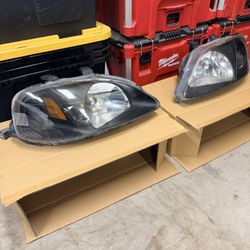 99-00 Civic Black Housing Headlights 