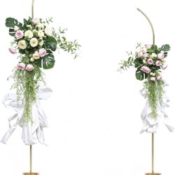 Wedding Arch Stand - Set of 2 Gold Curved Top 
