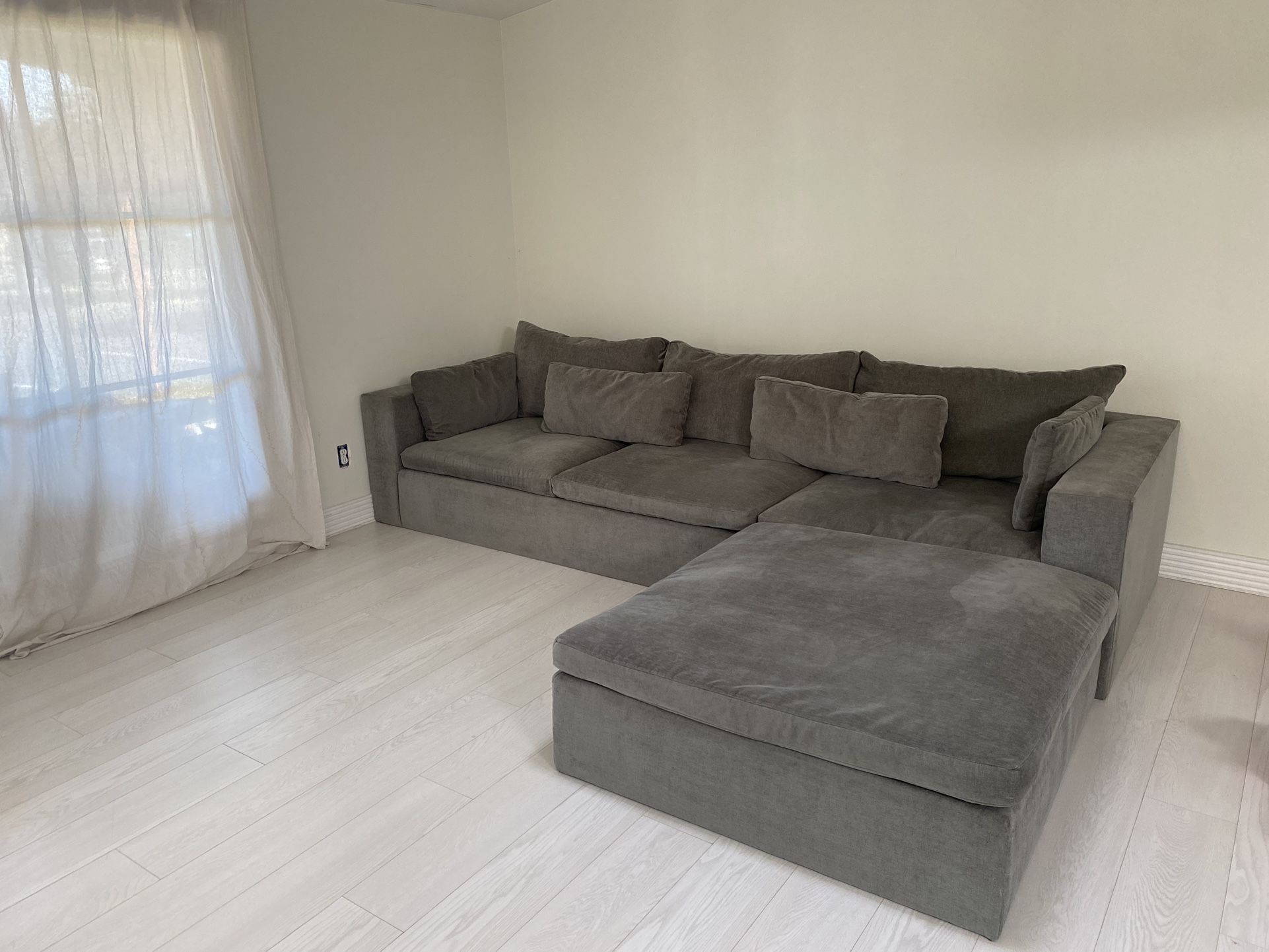 Grey Greenish West Elm Modular Sectional Couch