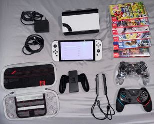 Nintendo Switch OLED + Games, 128GB SD Card & Accessories