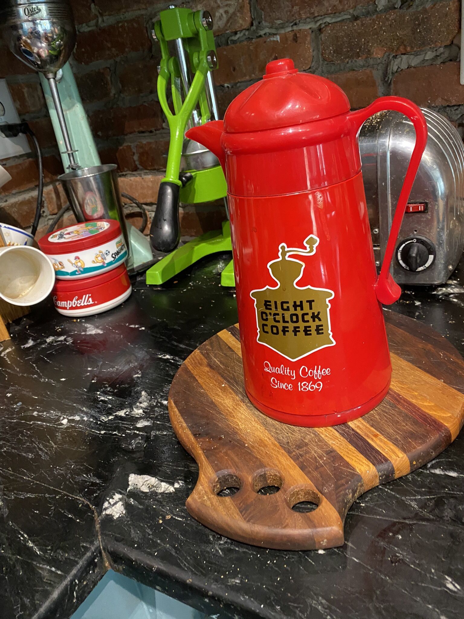 Vintage Eight O Clock Heavy Plastic Red Coffee Carafe