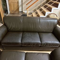 Matching Natuzzi Genuine Leather Sofa and Loveseat.