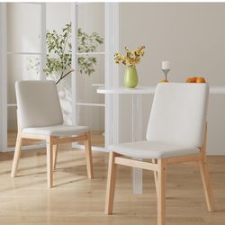 Brand New Dining Chairs Set of 2, Upholstered Fabric Dining Room Chairs, Mid Century Modern Kitchen Side Chairs with Solid Wood Frame