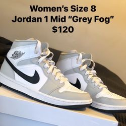 Jordan 1 Mid Grey Fog Women’s Size 8