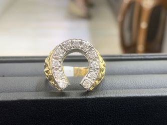 Diamond Horseshoe men’s ring 14k yellow gold