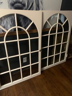 MUST  GO ASAP  18 Lite Arch Glass Top 32x48 Cabinet Cupboard Door Window old white
