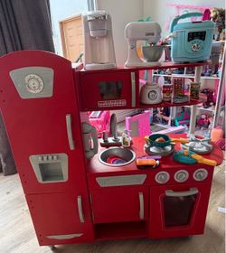 KidKraft Red Vintage Wooden Play Kitchen