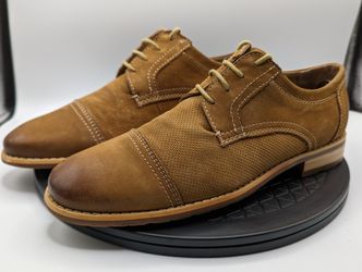 Steve Madden Leather Lace Up Loafers Oxford Camel Brown Men's 8