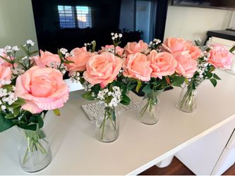 Pink rose centerpieces