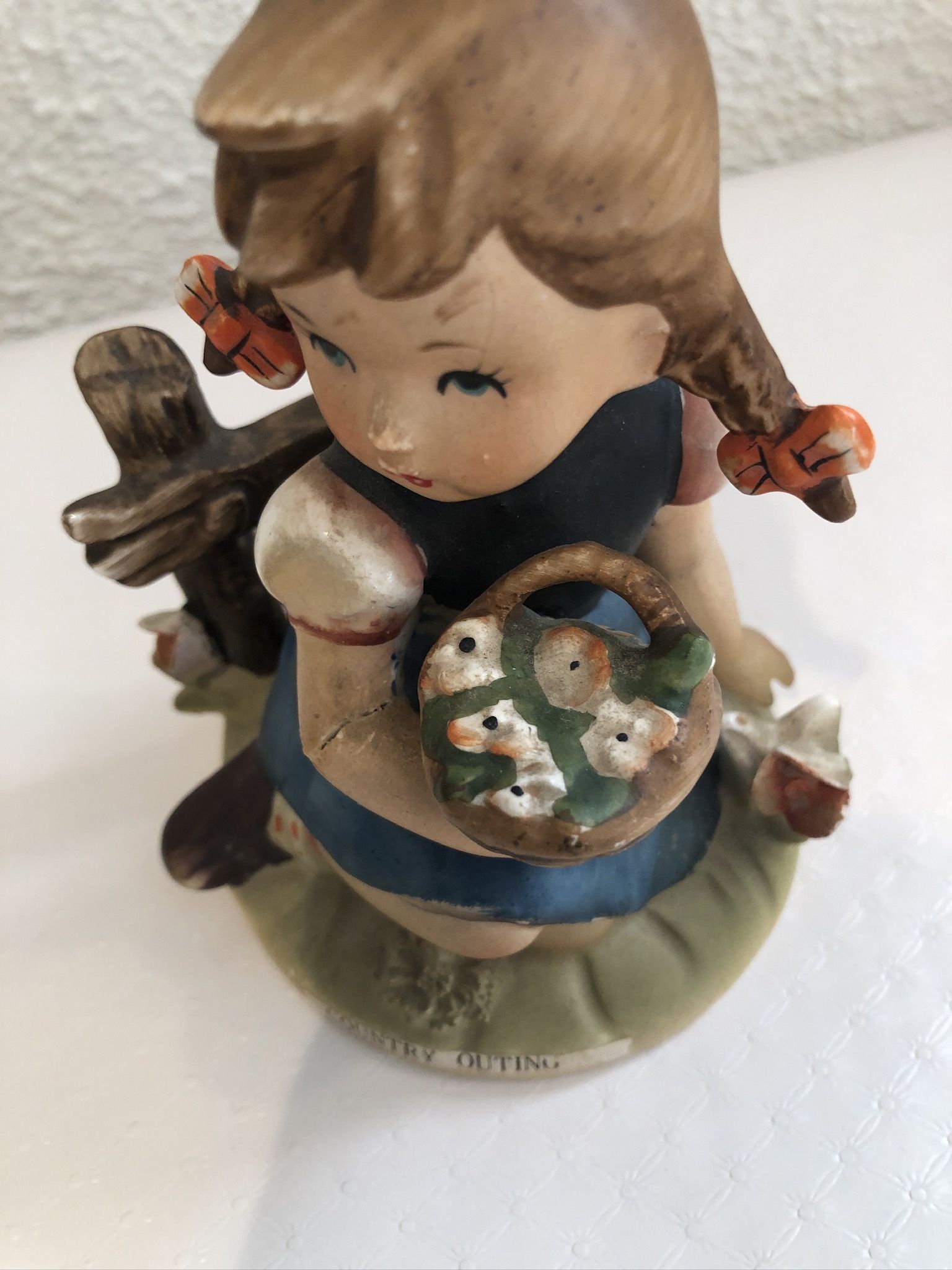 Vintage Erich Stauffer “ Country Outing” Girl u8517 Figurine Porcelain figurine, the arm was repaired 5”!tall If you see it here , it is available